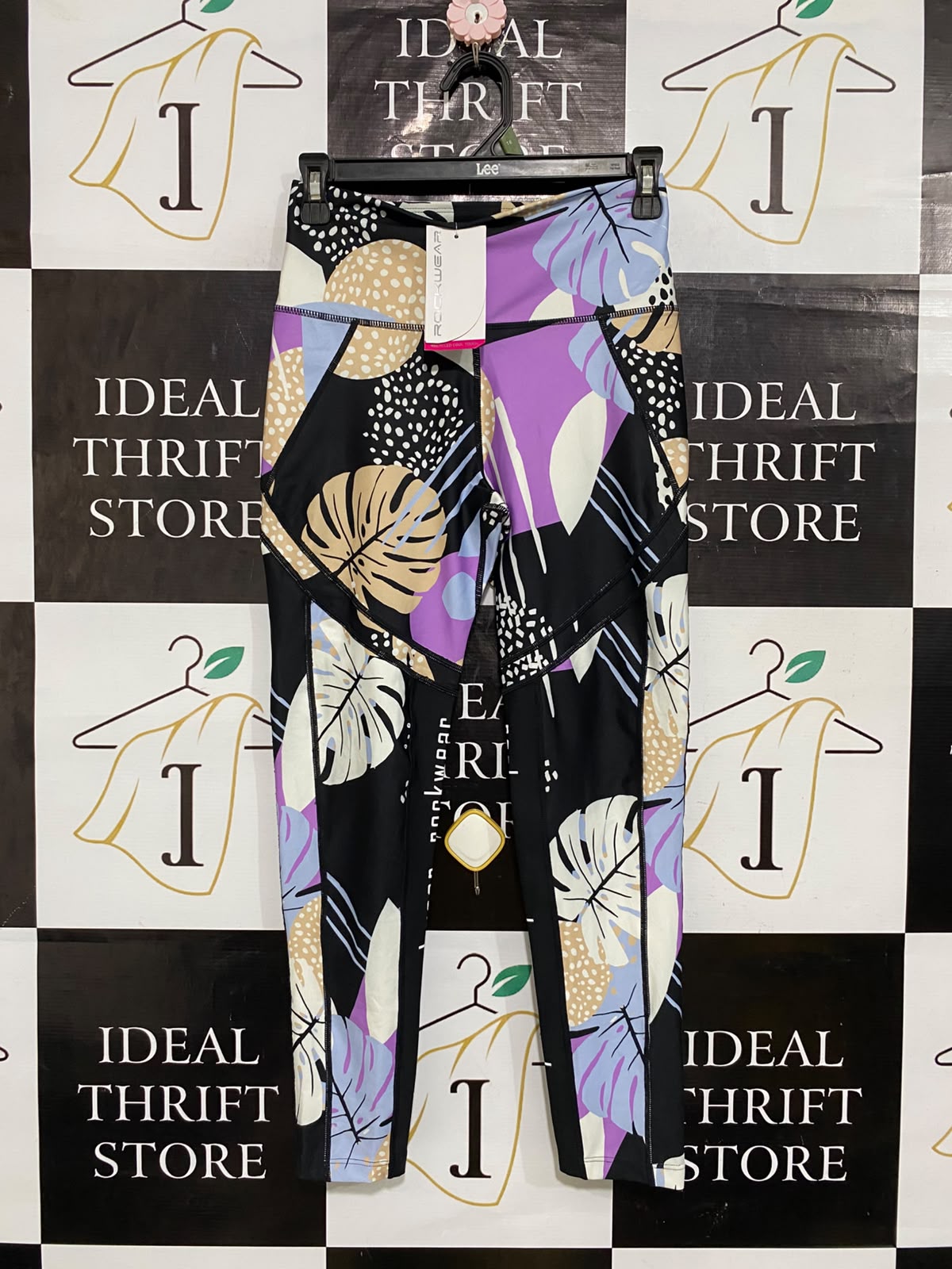 ROCK WEAR |XS| WAIST 24| A61| MULTICOLOR TROPICAL-PRINT TECHNICAL UTILITY LEGGINGS
