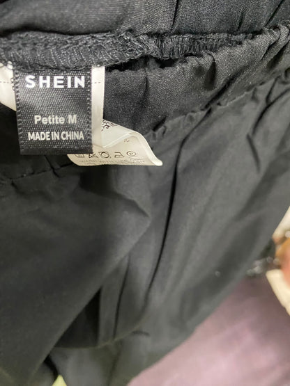 SHEIN |M| WAIST 25| A61| BLACK HIGH-WAISTED ELASTIC-BAND TECHNICAL UTILITY TROUSERS