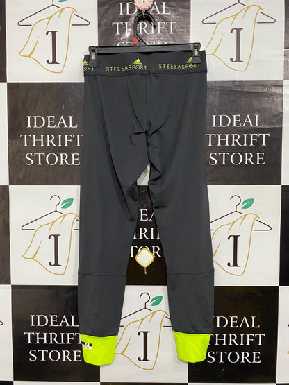 ADIDAS |S| WAIST 26| A61| GREY AND LIME GREEN PERFORMANCE TECHNICAL UTILITY LEGGINGS