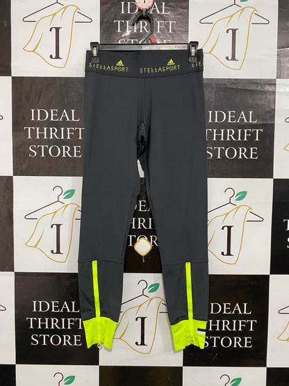 ADIDAS |S| WAIST 26| A61| GREY AND LIME GREEN PERFORMANCE TECHNICAL UTILITY LEGGINGS