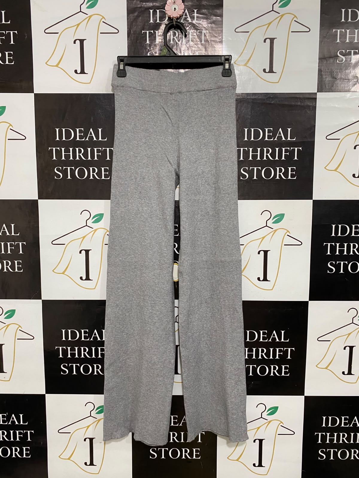 ANKO |S| WAIST 26| A61| GREY RIBBED WIDE-LEG TECHNICAL UTILITY TROUSERS