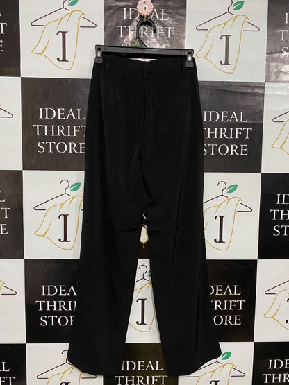 YOKLASS |S| WAIST 24| A61| BLACK TAILORED WIDE-LEG TECHNICAL UTILITY TROUSERS