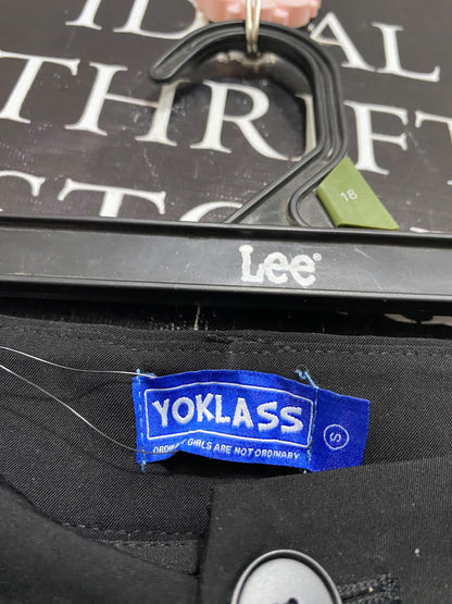 YOKLASS |S| WAIST 24| A61| BLACK TAILORED WIDE-LEG TECHNICAL UTILITY TROUSERS