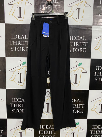 YOKLASS |S| WAIST 24| A61| BLACK TAILORED WIDE-LEG TECHNICAL UTILITY TROUSERS