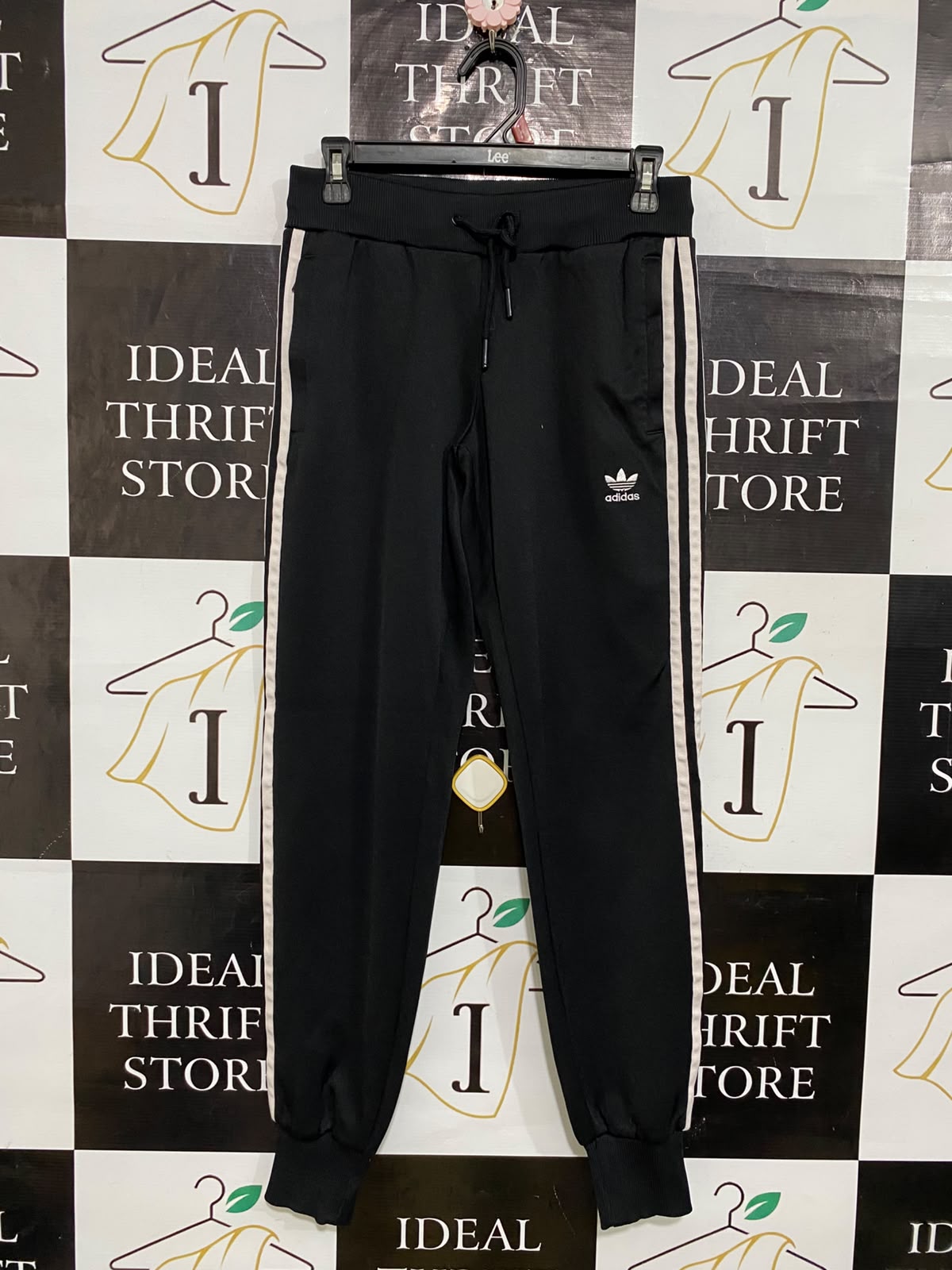 ADIDAS |M| WAIST 28| A61| BLACK THREE-STRIPE TECHNICAL UTILITY JOGGERS