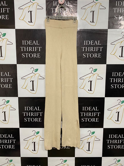 MOSSMAN |XXS| WAIST 21| A61| BEIGE RIBBED STRAIGHT-LEG TECHNICAL UTILITY TROUSERS