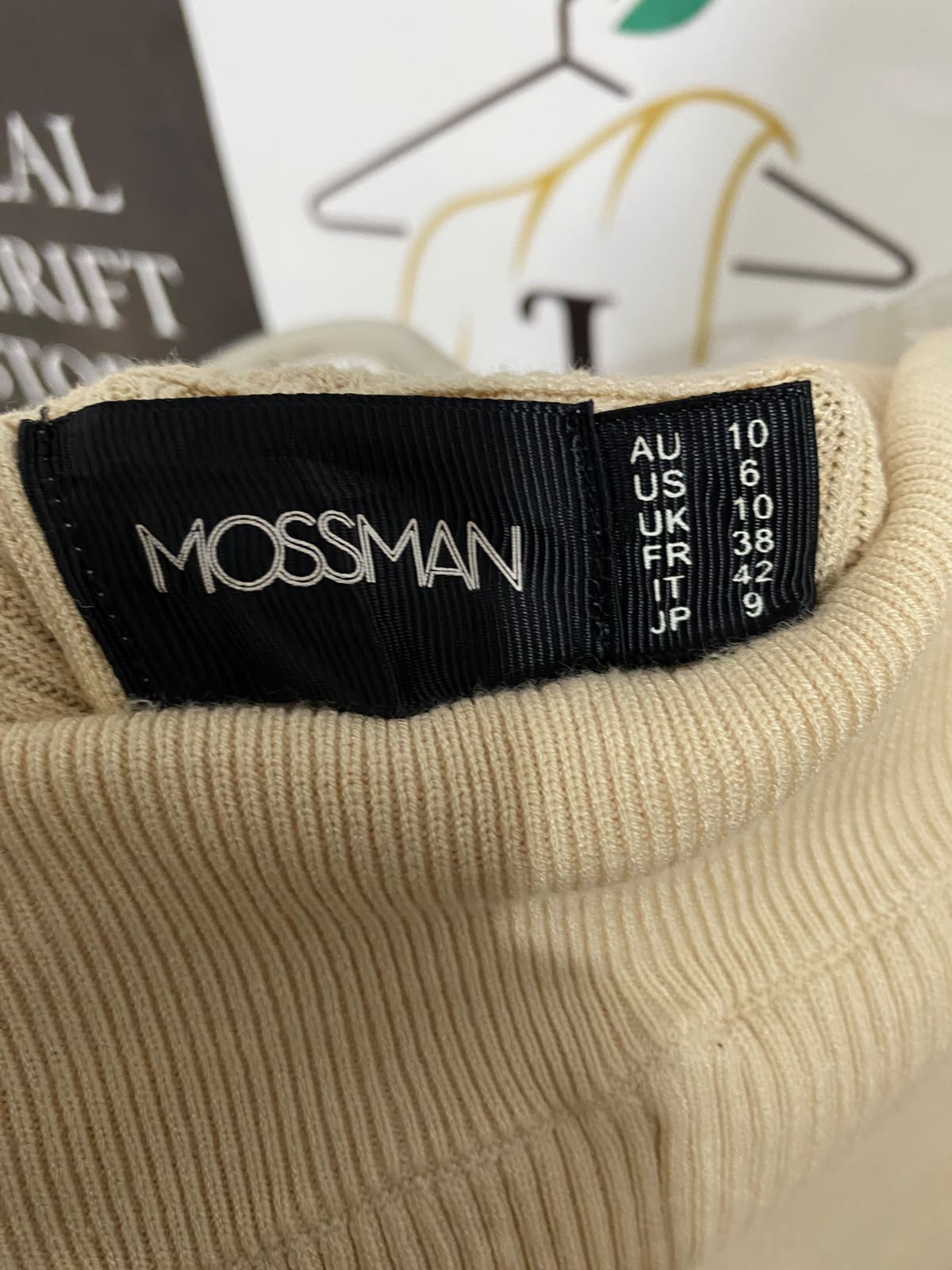 MOSSMAN |XXS| WAIST 21| A61| BEIGE RIBBED STRAIGHT-LEG TECHNICAL UTILITY TROUSERS