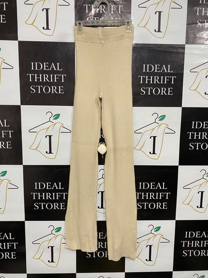 MOSSMAN |XXS| WAIST 21| A61| BEIGE RIBBED STRAIGHT-LEG TECHNICAL UTILITY TROUSERS