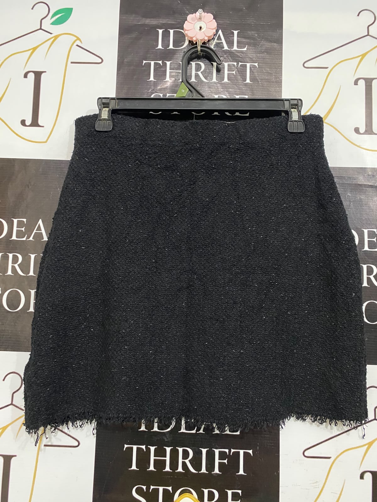 DECJUBA |S|WAIST 30| A61| BLACK TWEED TECHNICAL UTILITY MINI SKIRT