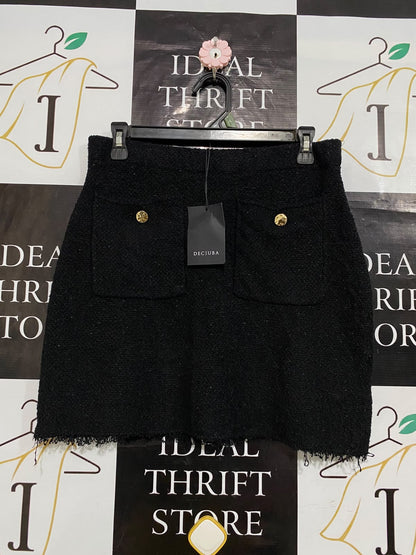 DECJUBA |S|WAIST 30| A61| BLACK TWEED TECHNICAL UTILITY MINI SKIRT