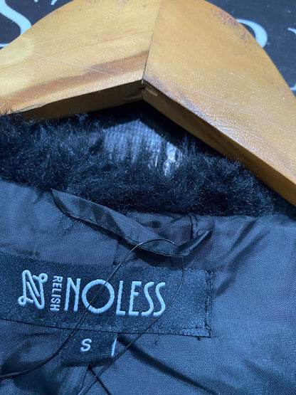 NOLESS |S| BUST 21| A61| BLACK FAUX-FUR PLUSH TECHNICAL UTILITY JACKET