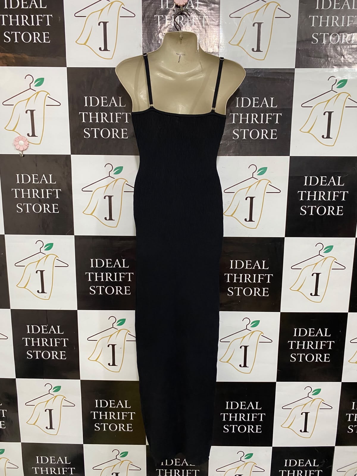 GLASSONS |S| BUST 15| A61| BLACK RIBBED CAMI MIDI DRESS TECHNICAL UTILITY MAXI