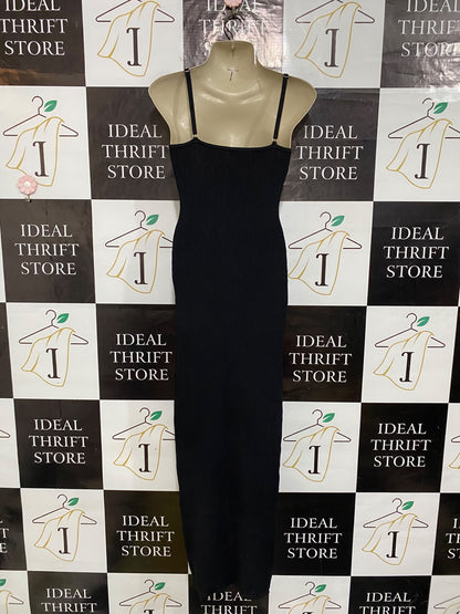 GLASSONS |S| BUST 15| A61| BLACK RIBBED CAMI MIDI DRESS TECHNICAL UTILITY MAXI