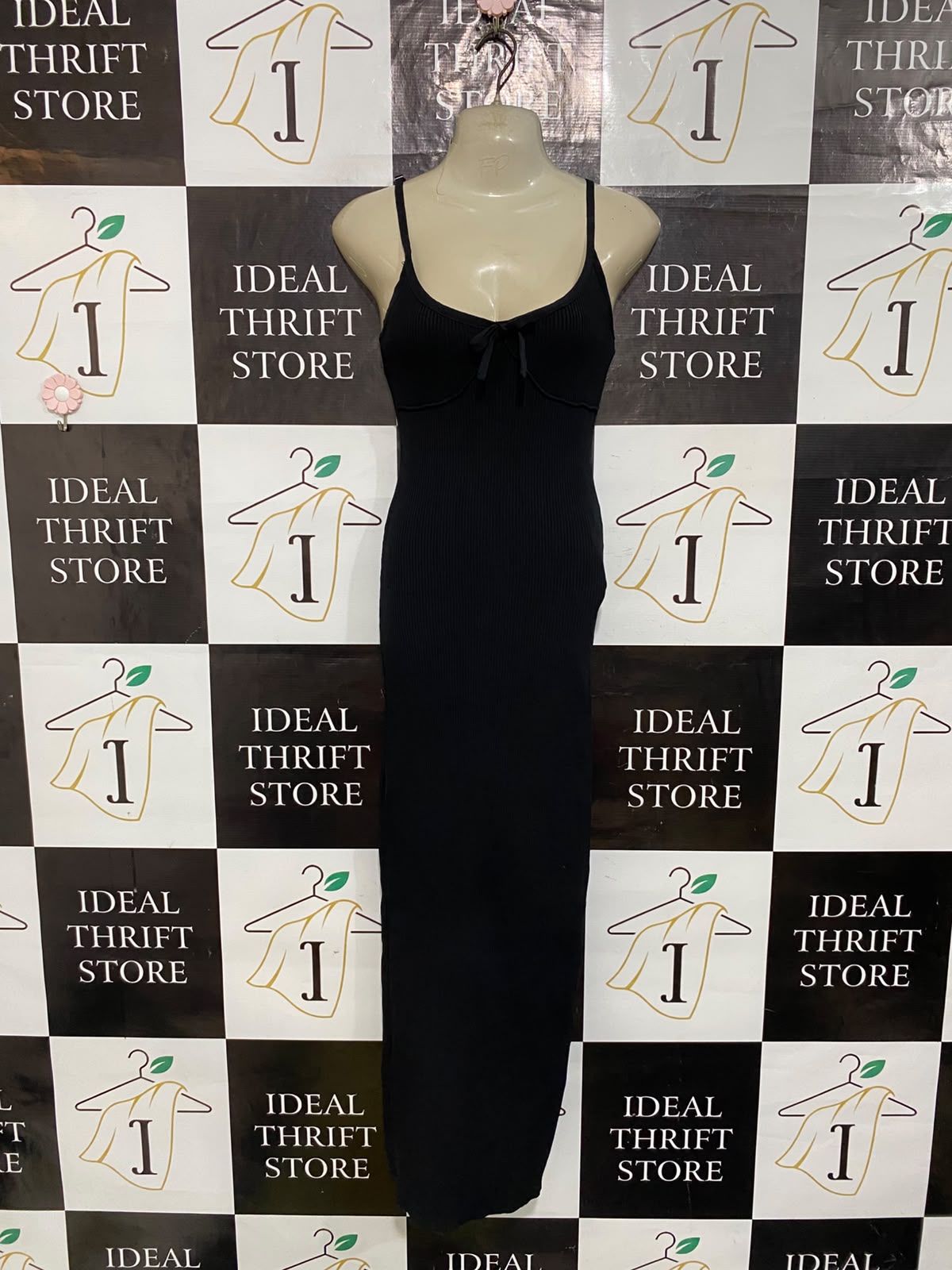 GLASSONS |S| BUST 15| A61| BLACK RIBBED CAMI MIDI DRESS TECHNICAL UTILITY MAXI