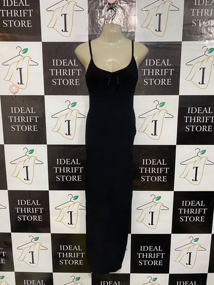 GLASSONS |S| BUST 15| A61| BLACK RIBBED CAMI MIDI DRESS TECHNICAL UTILITY MAXI