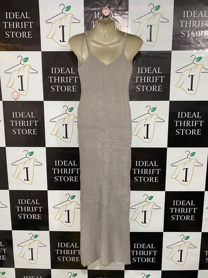 FRESHMAN |XS| BUST 14| A61| GREY METALLIC RIBBED CAMI TECHNICAL UTILITY MAXI DRESS