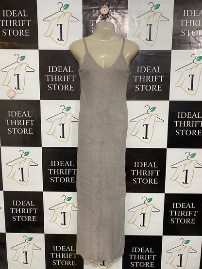 FRESHMAN |XS| BUST 14| A61| GREY METALLIC RIBBED CAMI TECHNICAL UTILITY MAXI DRESS