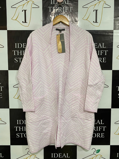 LIZ JORDAN |XS| BUST 21| A61| GEOMETRIC PATTERNED TECHNICAL UTILITY LONG CARDIGAN