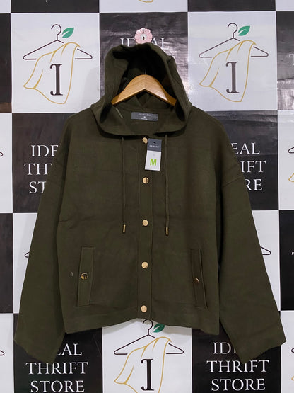 PRIMARK |M| BUST 24| A61| OLIVE GREEN HOODED TECHNICAL UTILITY JACKET