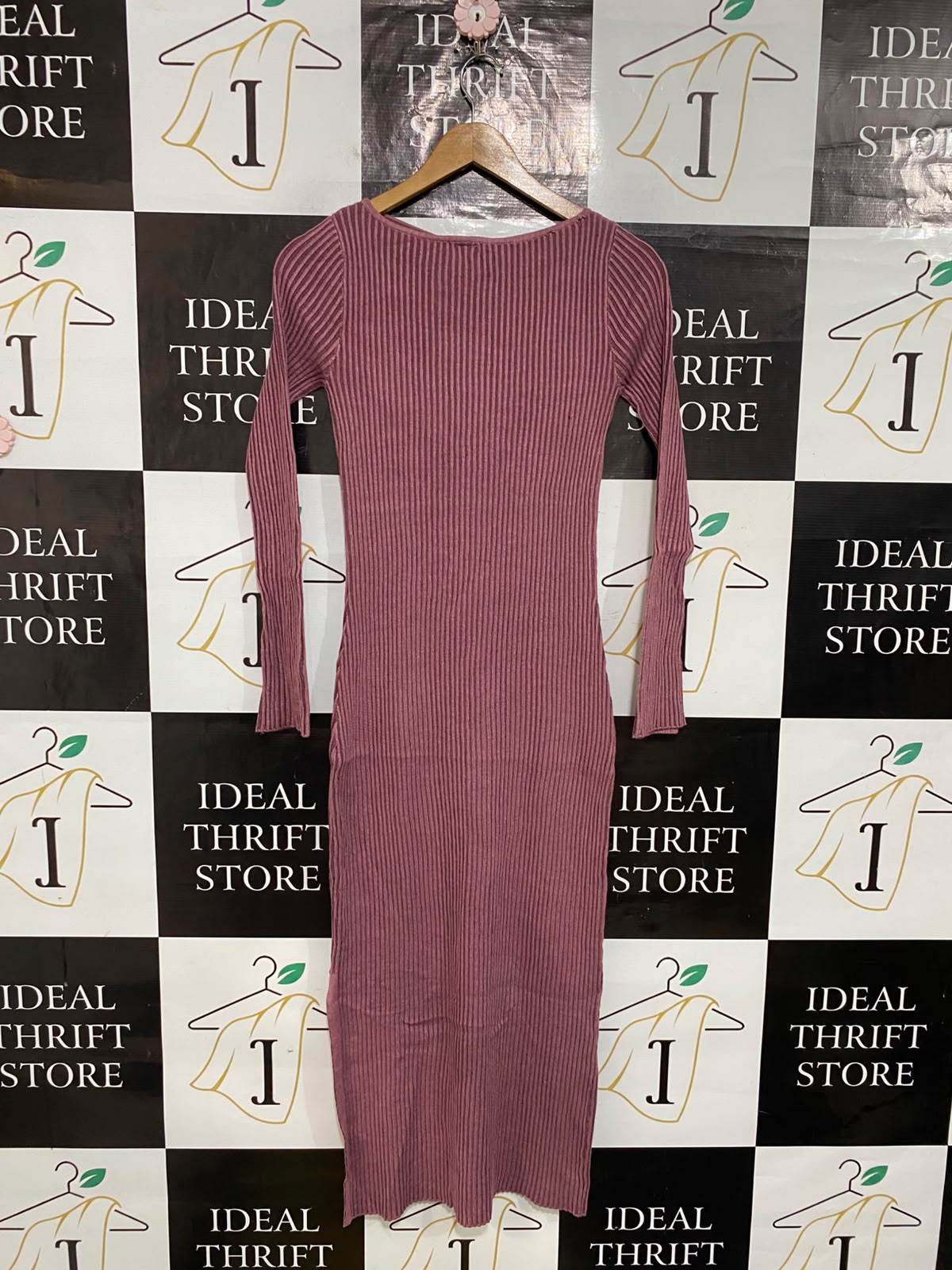 ANKO |S| BUST 13| A61| MAUVE RIBBED LONG-SLEEVE TECHNICAL UTILITY MIDI DRESS