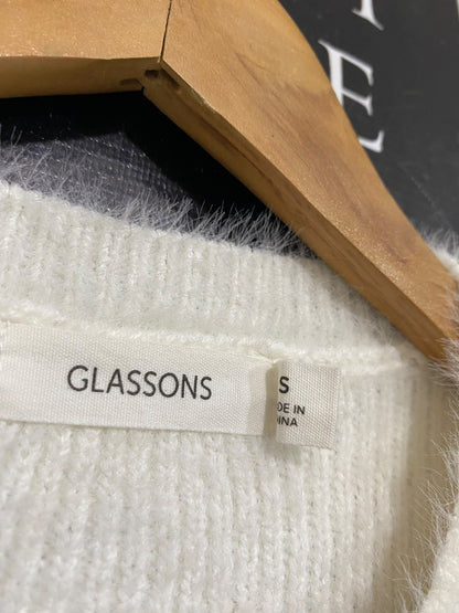 GLASSONS |S| BUST 13| A60| OFF-WHITE FLUFFY CUTOUT TECHNICAL UTILITY CROP TOP
