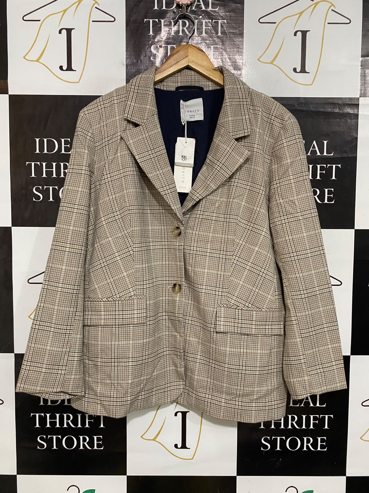 TOKITO |L| BUST 22| A60| PLAID TAILORED TECHNICAL UTILITY BLAZER