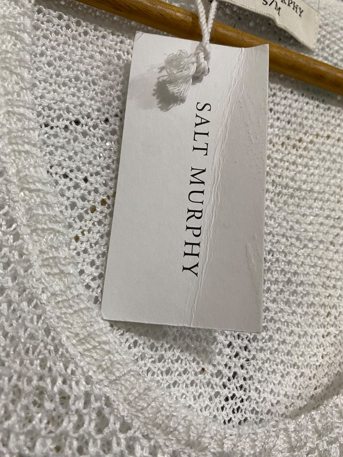 SALT MURPHY |S/M| BUST 17| A60| SALT MURPHY WHITE OPEN-KNIT SLEEVELESS TECHNICAL UTILITY TOP