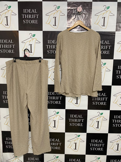 PRIMARK |XL| A60| BEIGE TEXTURED TWO-PIECE TECHNICAL UTILITY LOUNGE SET