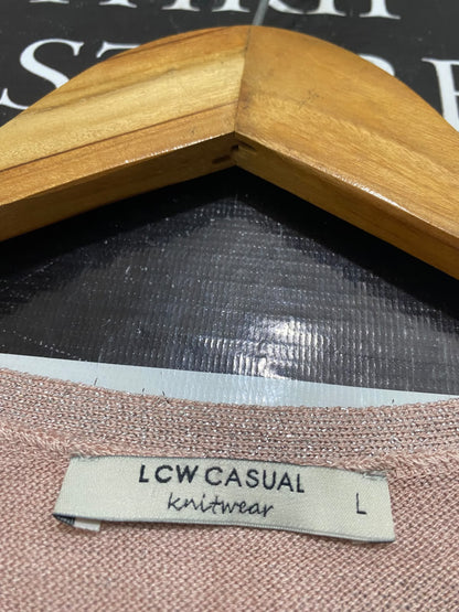 LCW CASUAL |L| BUST 20| A60| ROSE GOLD METALLIC COLD-SHOULDER TECHNICAL UTILITY SWEATER