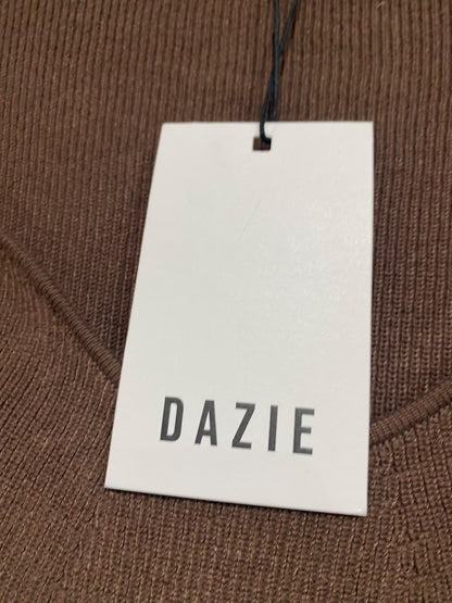 DAZIE |S| BUST 12| A60| BROWN SWEETHEART-NECK LONG-SLEEVE TECHNICAL UTILITY MIDI DRESS