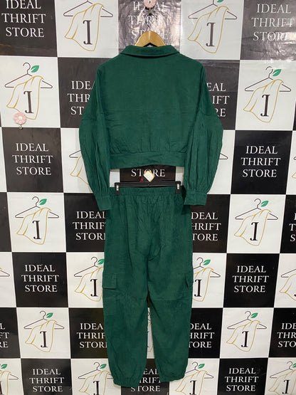 SHEIN |L| A60| EMERALD GREEN SUEDE-FINISH TWO-PIECE TECHNICAL UTILITY SET
