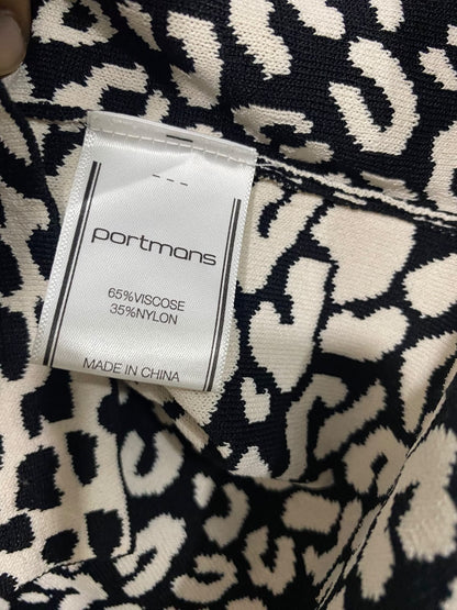 PORTMANS |XS| BUST 16| A60| LEOPARD PRINT MOCK-NECK SHORT-SLEEVE TECHNICAL UTILITY TOP