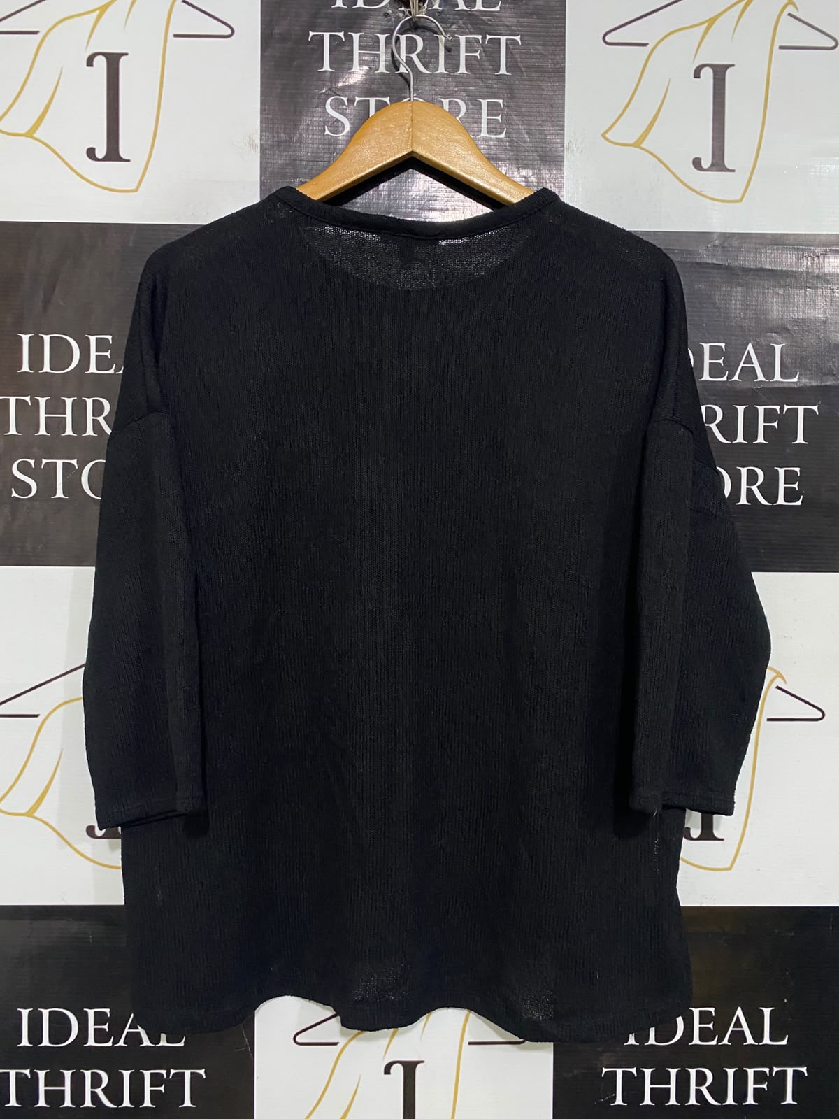 TARGET ACTIVE |XL| BUST 23| A60| BLACK OVERSIZED CREW-NECK THREE-QUARTER SLEEVE TECHNICAL UTILITY SWEATER