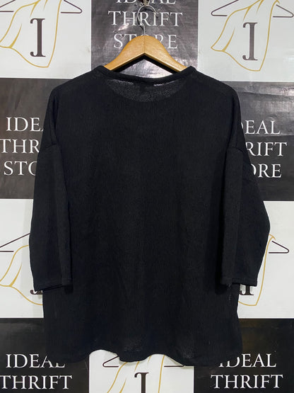 TARGET ACTIVE |XL| BUST 23| A60| BLACK OVERSIZED CREW-NECK THREE-QUARTER SLEEVE TECHNICAL UTILITY SWEATER