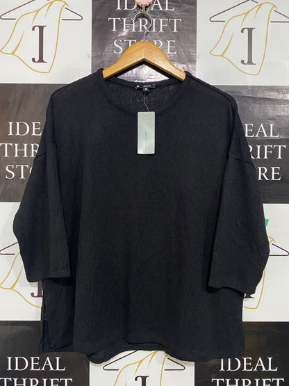 TARGET ACTIVE |XL| BUST 23| A60| BLACK OVERSIZED CREW-NECK THREE-QUARTER SLEEVE TECHNICAL UTILITY SWEATER