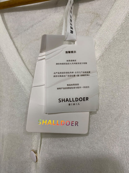 SHALLDOER |M| BUST 19| A60| WHITE V-NECK BUTTON-UP TECHNICAL UTILITY CARDIGAN