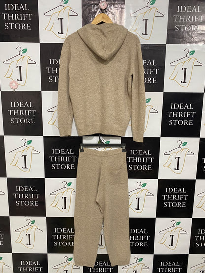 FFAN |S| A60| BEIGE KNIT HOODIE AND PANTS TECHNICAL UTILITY LOUNGE SET