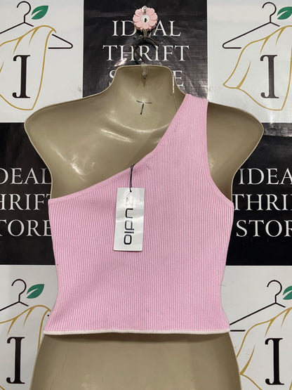 ZUDIO |M| BUST 15| A60| PINK ASYMMETRIC STRAP-DETAIL TECHNICAL UTILITY CROP TOP
