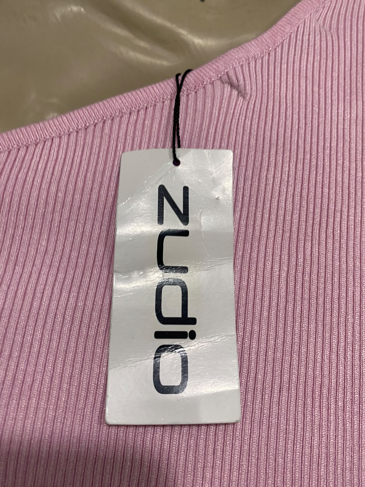 ZUDIO |M| BUST 15| A60| PINK ASYMMETRIC STRAP-DETAIL TECHNICAL UTILITY CROP TOP
