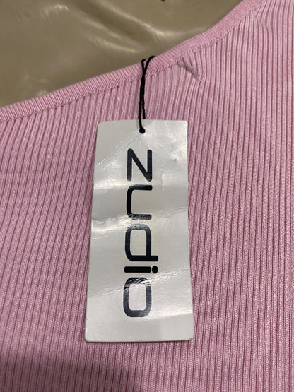 ZUDIO |M| BUST 15| A60| PINK ASYMMETRIC STRAP-DETAIL TECHNICAL UTILITY CROP TOP