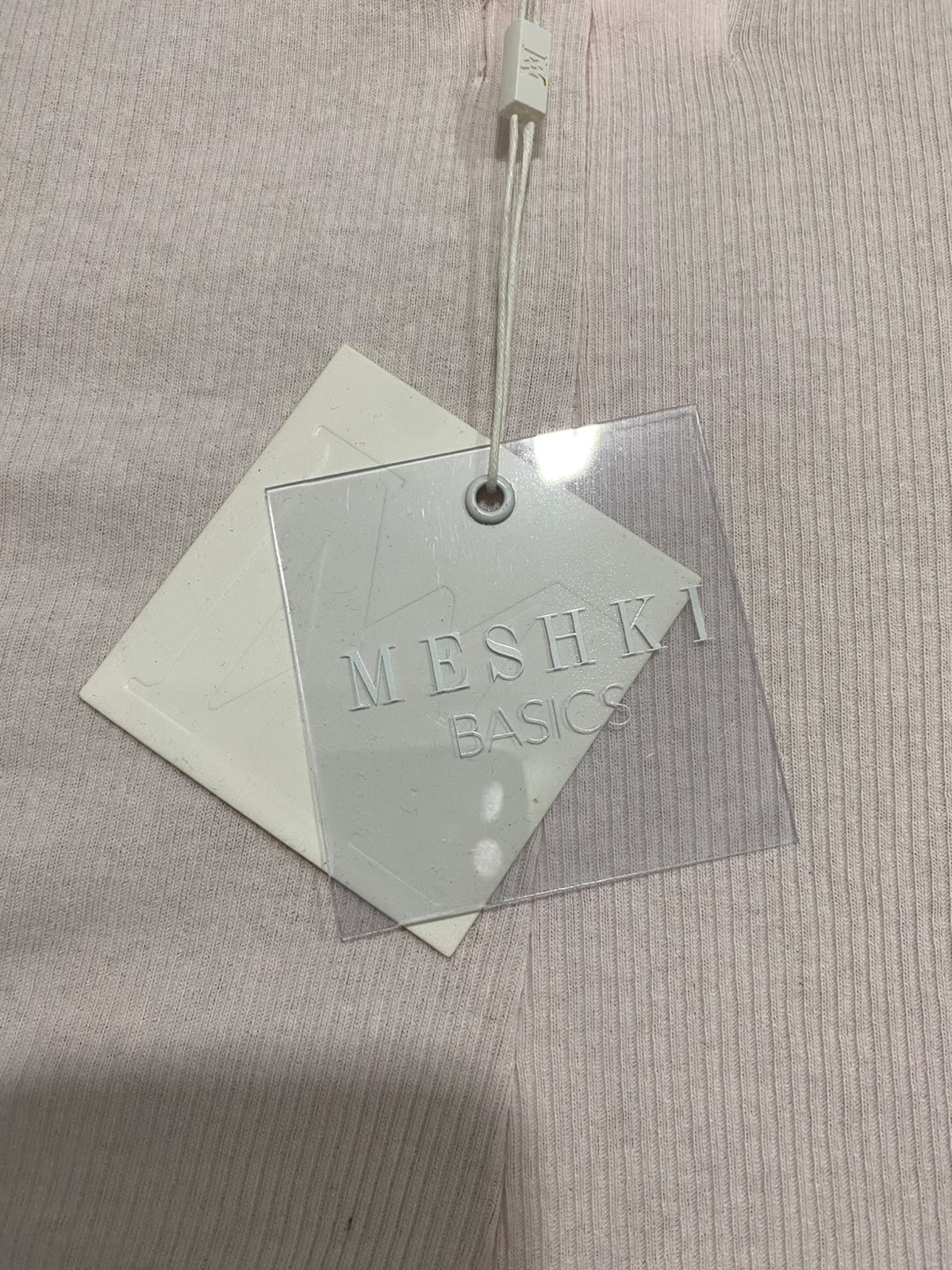 MESHKI |XS| BUST 15| A60| LIGHT PINK RIBBED SPAGHETTI-STRAP TECHNICAL UTILITY ROMPER