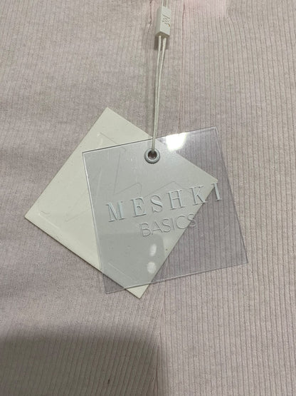 MESHKI |XS| BUST 15| A60| LIGHT PINK RIBBED SPAGHETTI-STRAP TECHNICAL UTILITY ROMPER