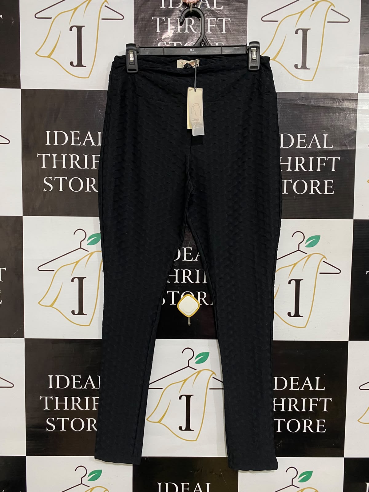 RIVER ISLAND |M| WAIST 28| A60| BLACK TEXTURED HIGH-WAISTED TECHNICAL UTILITY LEGGINGS
