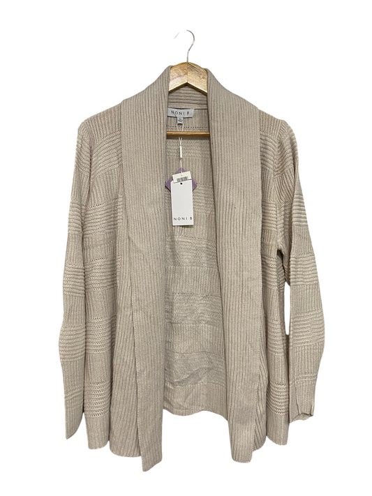 NONIB |XL| BUST 24| A61| BEIGE SHAWL-COLLAR RIBBED TECHNICAL UTILITY CARDIGAN