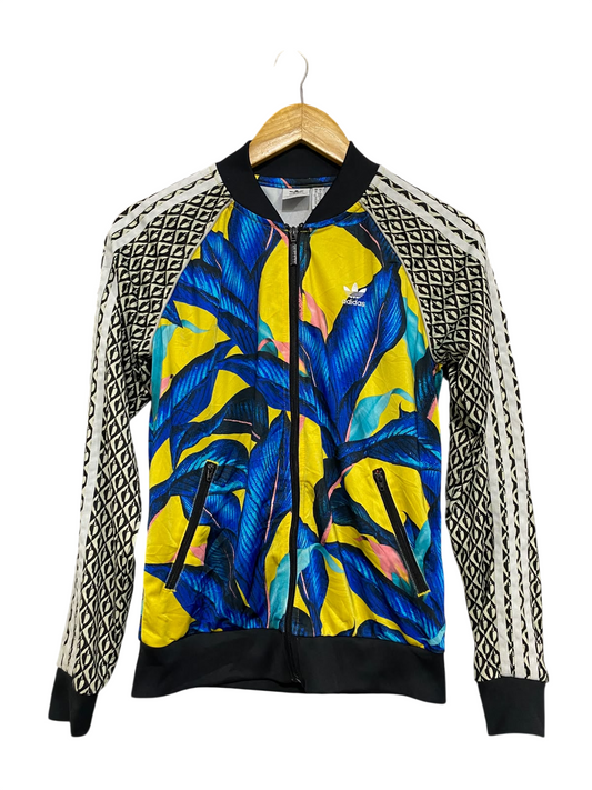 ADIDAS |S| BUST 19| A61| MULTICOLOR TROPICAL LEAF-PRINT ZIP-UP TECHNICAL UTILITY JACKET