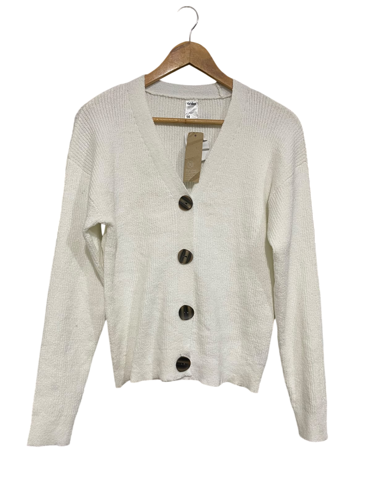 ANKO |M| BUST 18| A61| OFF-WHITE V-NECK BUTTON-UP TECHNICAL UTILITY CARDIGAN