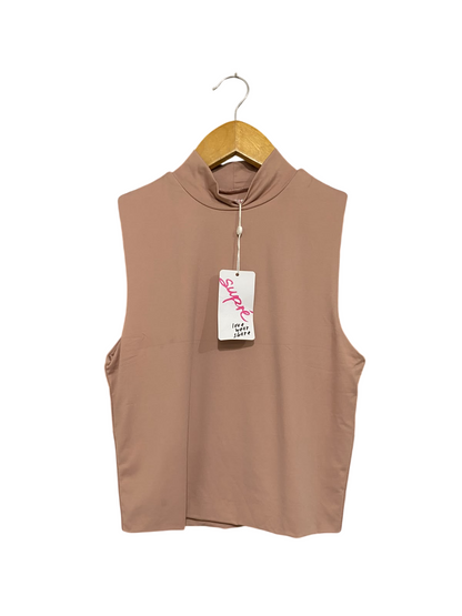 SUPRE |S| BUST 15| A61| DUSTY ROSE MOCK-NECK SLEEVELESS TECHNICAL UTILITY TOP