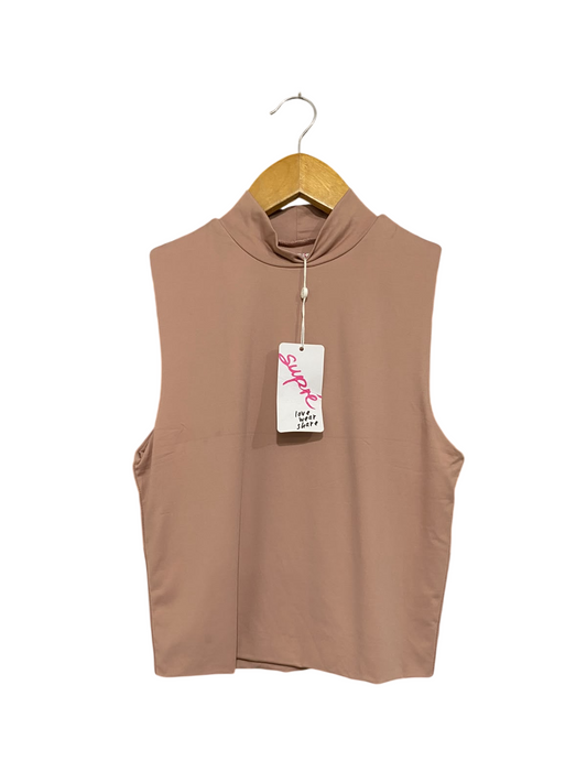 SUPRE |S| BUST 15| A61| DUSTY ROSE MOCK-NECK SLEEVELESS TECHNICAL UTILITY TOP