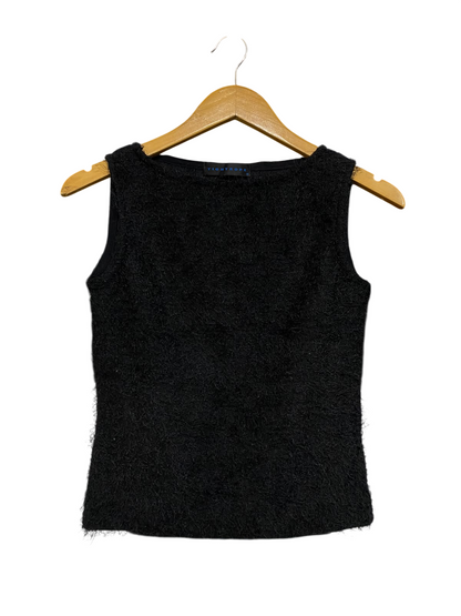 TIGHTROPE |S| BUST 16| A61| BLACK TEXTURED FLEECY BOAT-NECK TECHNICAL UTILITY TANK TOP