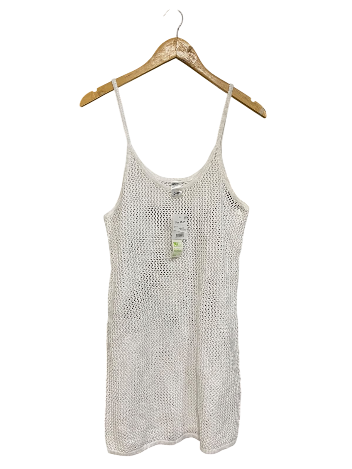 ANKO |M| BUST 17| A61| WHITE OPEN-KNIT CAMI TECHNICAL UTILITY MINI DRESS